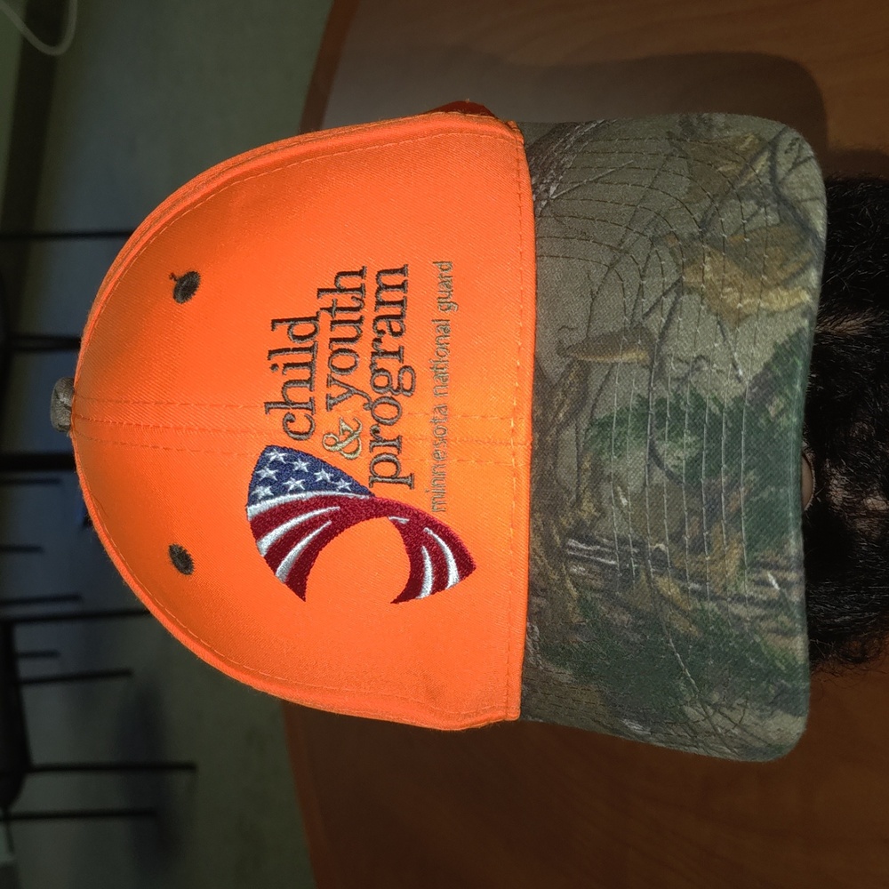 Child & Youth Program Minnesota National Guard Camo Embroidered Strap-on Hat Cap